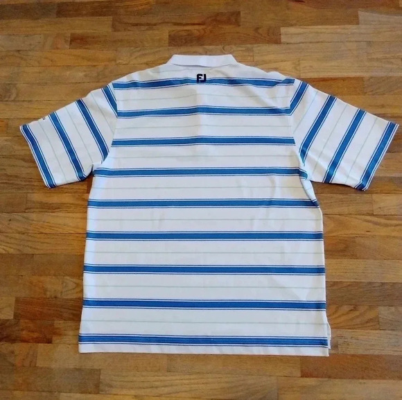 Footjoy Golf Polo Shirt Men's Size XL Athletic Striped Blue White - Picture 2 of 6
